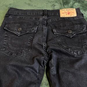 True Religion Jeans Mens 33 Black Ricky Relaxed Straight Leg Jeans